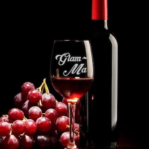 Glam,Ma, Glamma, New Grandma, Birth Announcement Glass, Grandma Wine Glass