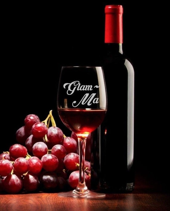 Glam,Ma, Glamma, New Grandma, Birth Announcement Glass, Grandma Wine Glass
