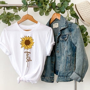 Sunflower Faith Shirt | Faith Shirt | Christian Shirt | Vertical Cross |  Unisex Sized | Christian T Shirt | Sunflower shirt