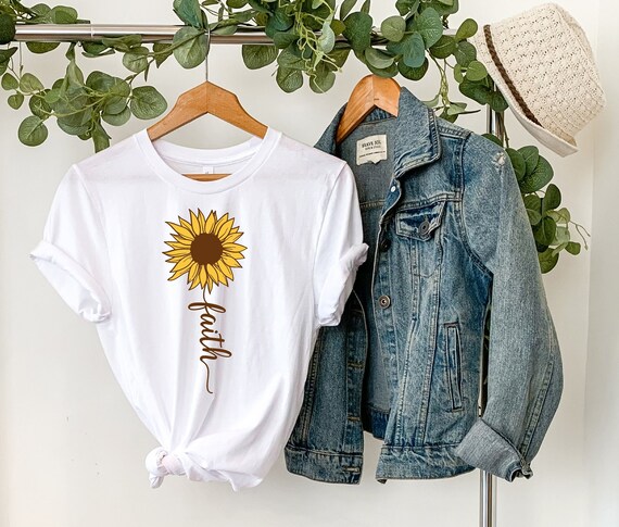 Sunflower Faith Shirt | Faith Shirt | Christian Shirt | Vertical Cross |  Unisex Sized | Christian T Shirt | Sunflower shirt