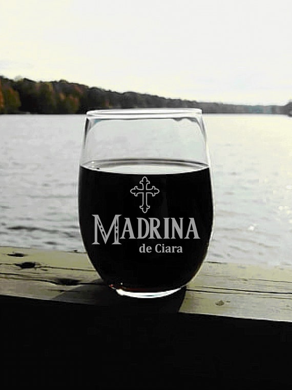 Personalized Godmother Gift, La Madrina Wine Glass with The Godmother Design, Elegant Will You Be My Godmother Gift, Godmother Wine Glass
