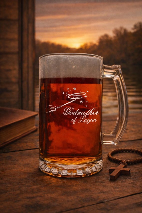 Personalized Fairy Godmother Beer Mug Baptism Gift