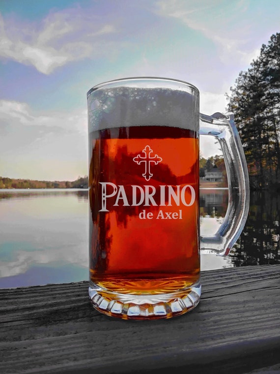 Padrino Personalized Godfather Gift, 16oz Beer Mug, Beer Glass Elegant Will You Be My Godfather Gift, Baptism, For The Godfather, El Padrino
