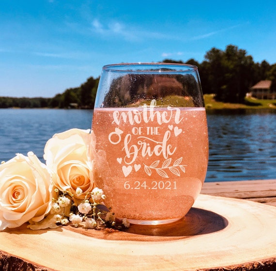 Mother of the Bride Wine Glass | Mother of the Bride Gift | Mother of the Bride keepsake | Wedding Glasses | Engraved Wedding Glasses