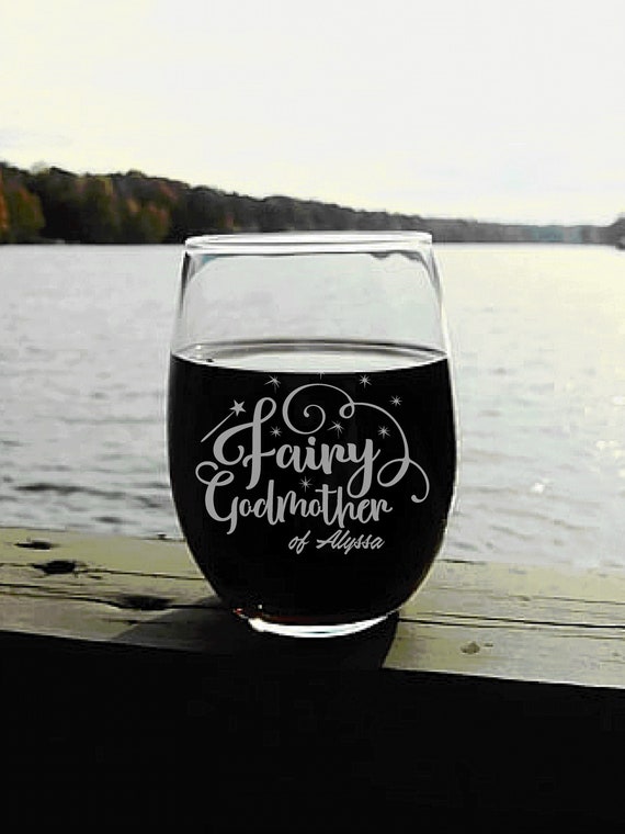 Personalized Godmother Gift, Wine Glass with Fairy Godmother Design, Elegant Will You Be My Godmother Gift, Godmother Wine Glass