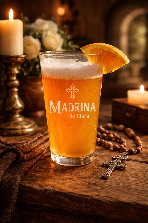 Personalized Madrina Pint Glass Baptism Gift