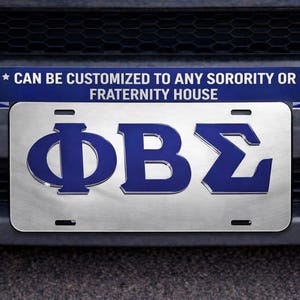 Custom Greek Letter License Plate, Laser Cut Fraternity Sorority Car Tag