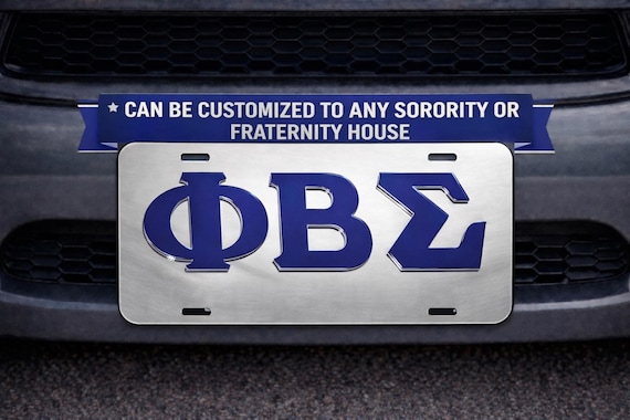 Custom Greek Letter License Plate, Laser Cut Fraternity Sorority Car Tag