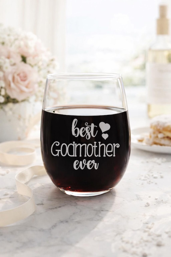 Godmother Ever Wine Glass - Handmade Godparent Gift