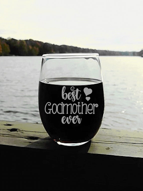 Best Godmother Ever Gift, Wine Glass with The Godmother Design, Elegant Will You Be My Godmother Gift, Godmother Wine Glass