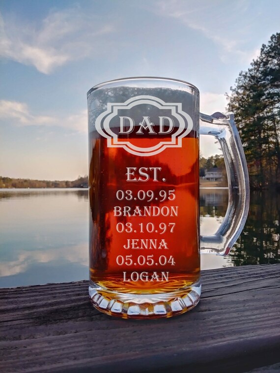 Father’s Day Gift | Personalized Beer Glass | Etched Dad Beer Glass| New Dad Gift | Birth Announcement | Dad Birthday Gift | Dad Established