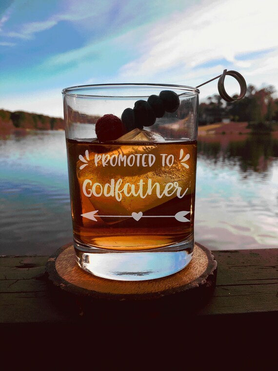 Personalized Godfather Gift,Rocks Glass, Whiskey Glass Promoted to Godfather Gift, Baptism Gift, For The Godfather, Godparents