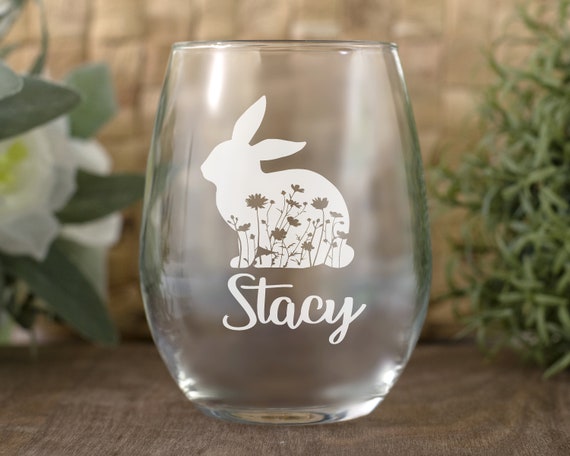Engraved wine glass Bunny | Rabbit Glass | Animal Wine Glass | Personalized | Wine Gift