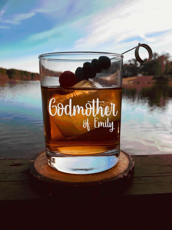 Personalized Godmother Gift, Rocks Glass, Whiskey Glass Elegant Will You Be My Godmother Gift, Baptism Gift, For The Godmother, Godparents