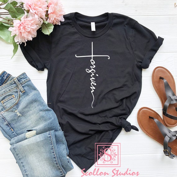 Forgiven Shirt, Vertical cross shirt, Jesus cross shirt,Christian Tshirt , Inspirational T,shirt ,Unisex Jersey T,shirt