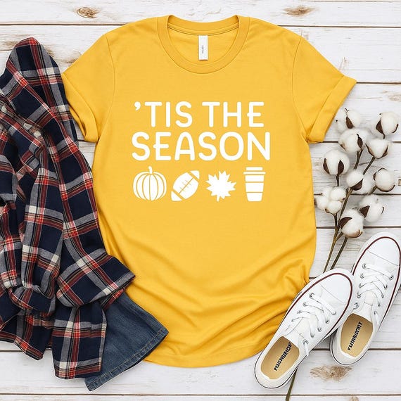 Tis The Season Fall Shirt, Pumpkin Spice Football Tee