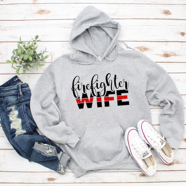 Firefighter Wife Hoodie, Unisex Cotton-Blend Sweatshirt
