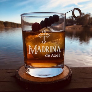 Personalized Godmother Gift,Rocks Glass, Whiskey Glass Elegant Will You Be My Godmother Gift, Baptism Gift, For The Godmother, Godparents