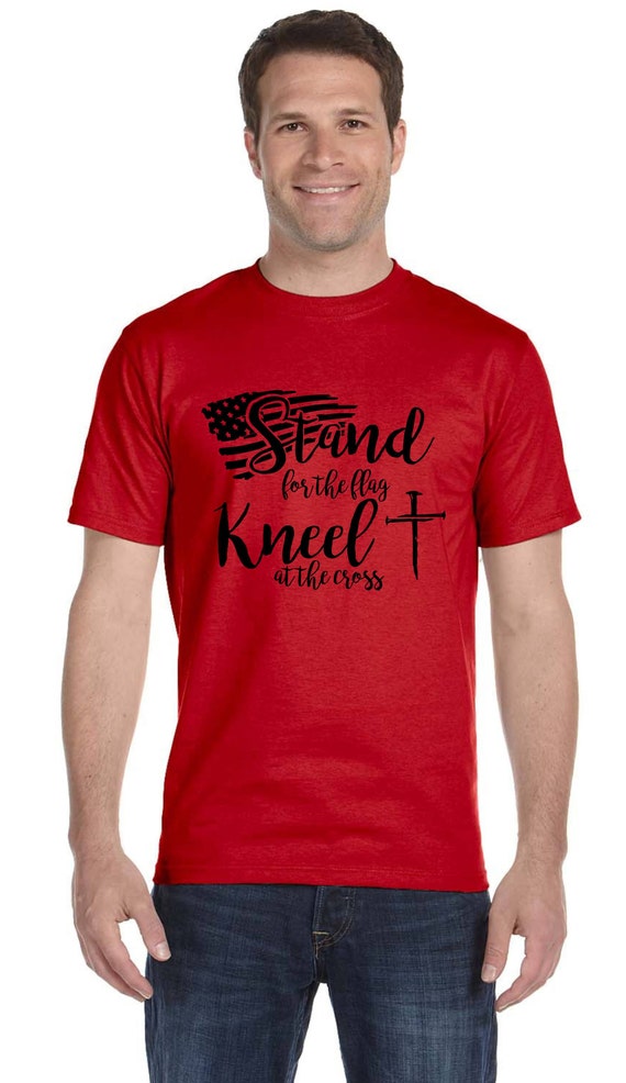 Stand For The Flag Kneel For The Cross, Christian Shirt, Patriotic Shirts, , Military, Veteran Shirt