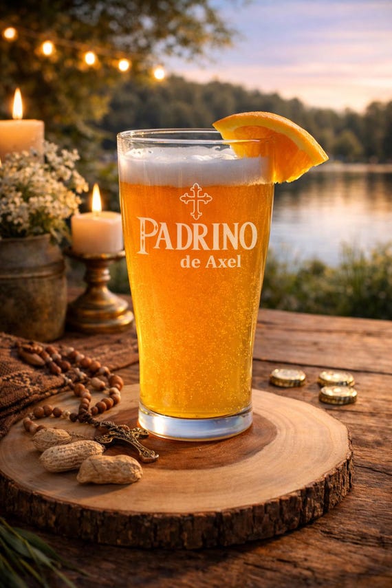 Personalized Padrino Baptism Pint Glass Gift