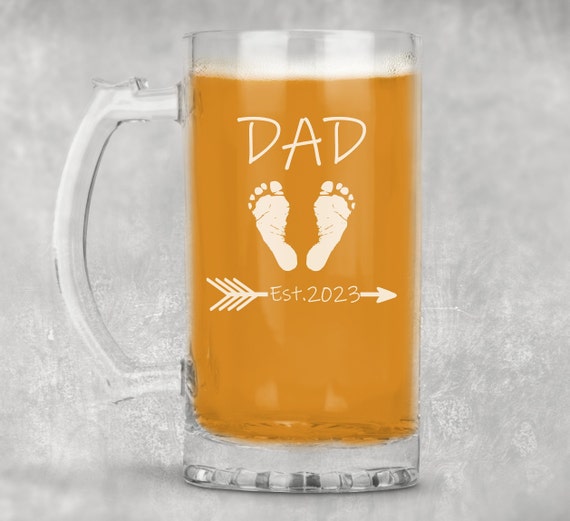 Dad Established Beer Mug, Dad Beer Glass, Etched Dad Beer Glass, Dad Gift, Fathers Day Gift, Beer Glass, Dad, Fathers Day,Dad Birthday