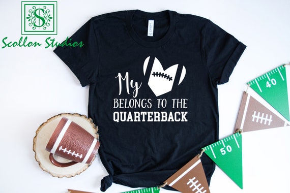 My Heart Belongs To The Quarterback, Football T,Shirt,Football shirt Trendy Mom T,Shirts, Cool Mom Shirts, Shirts for Moms, Funny Mom Shirt