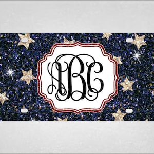 Patriotic | Glitter effect | License Plate | Car Tag | Personalized Tag | Monogram Front Plate | Personalized Plate | Aluminum License Plate