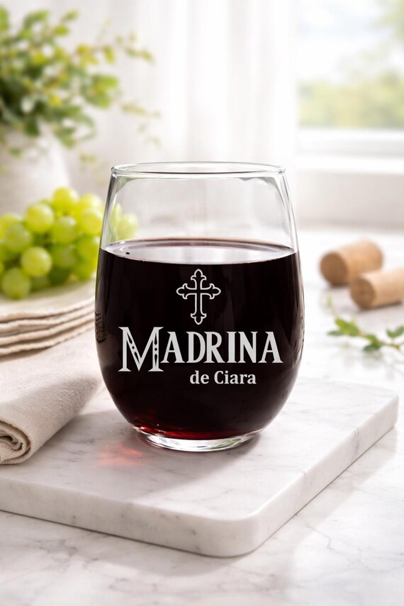 Personalized Madrina Wine Glass Baptism Gift