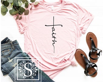 Faith Vertical Cross T-Shirt, Christian Soft Tee
