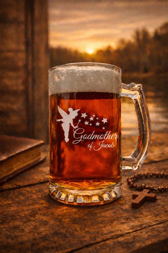 Personalized Godmother Beer Mug Baptism Gift