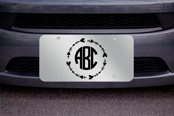 Custom Monogram License Plate, Acrylic Car Tag