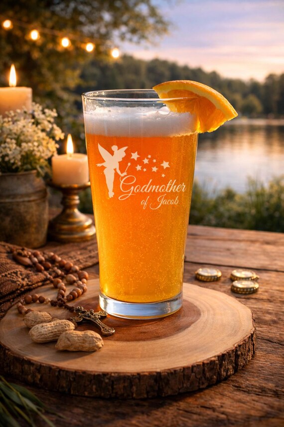 Personalized Godmother Fairy Pint Glass Gift