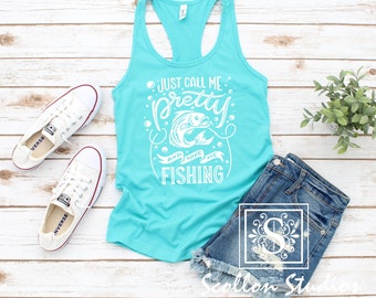 Just Call Me Pretty Fishing Racerback Tank Top