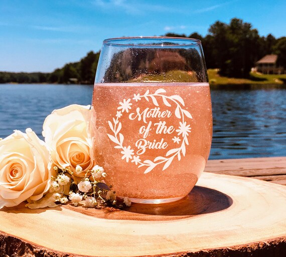 Mother of the Bride Wine Glass | Mother of the Bride Gift | Mother of the Bride keepsake | Wedding Glasses | Engraved Wedding Glasses