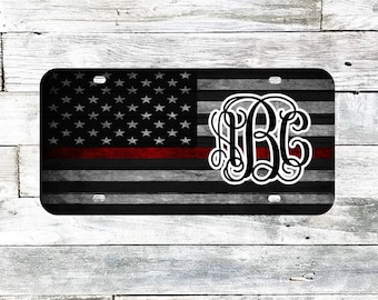 Firefighter Wife Flag Printed Vanity Front License Plate Tag KCFP116 