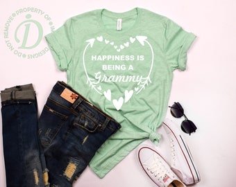 Happiness is Being A Grammy,Grandma Shirt,Shirt for Grammy ,GiGi Shirt,Grammy Gift,Granny, Nana, Grammy, Mother's Day, Birth announcement