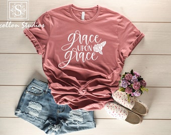 Grace Upon Grace Christian T-Shirt, Unisex Jersey Short Sleeve