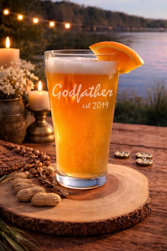 Personalized Godfather Est 2019 Pint Glass