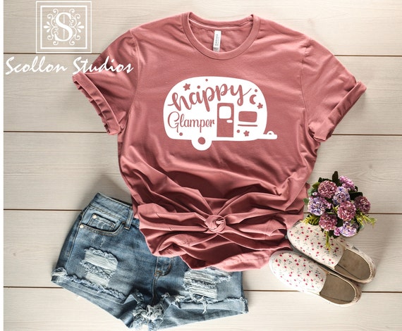 Happy Glamper Shirt , Camping Shirt , Glamping , Happy Camper Shirts , Camp Top , Nature Shirt , Glamping Tee , Womens Camping Shirt Womans