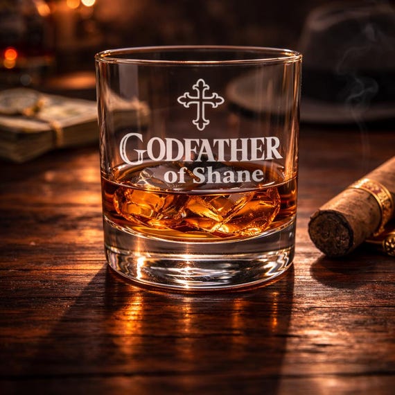 Personalized Godfather Whiskey Glass: Baptism Godparent Gift