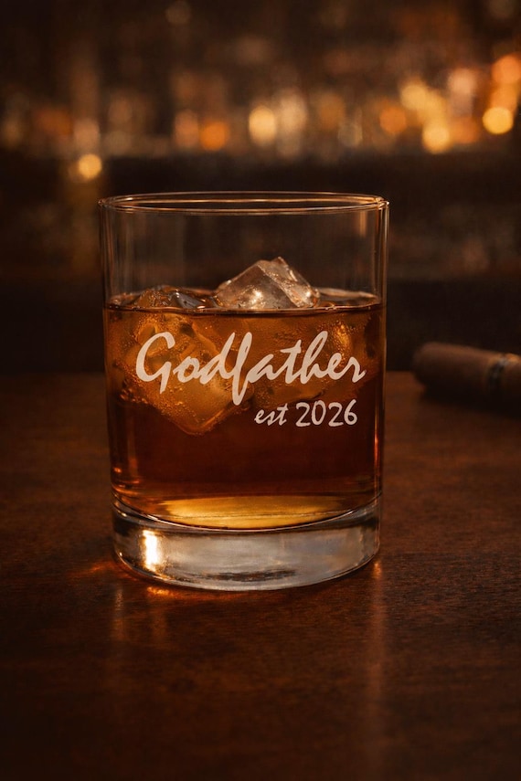 Custom Engraved Godfather Est Year Whiskey Glass Gift