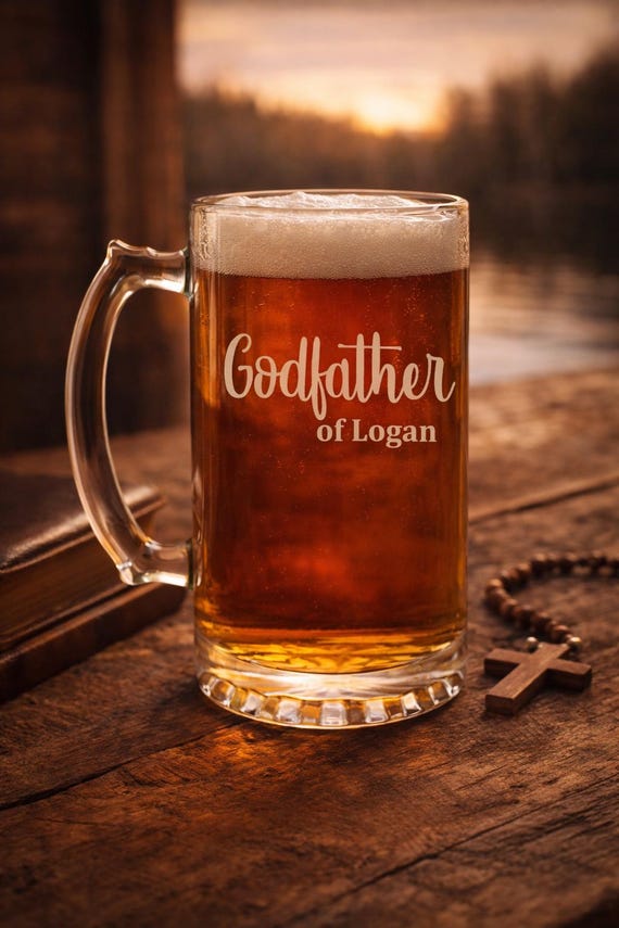 Personalized Godfather Beer Mug Baptism Gift