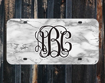 Marble Car Tag | Personalized Monogram License Plate