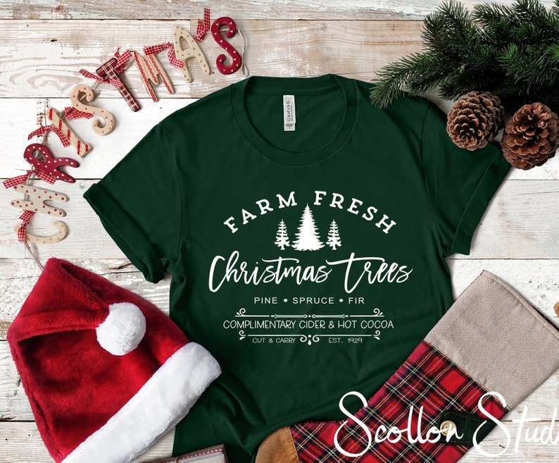 Farm Fresh Christmas Trees Shirt Christmas Tshirt Etsy