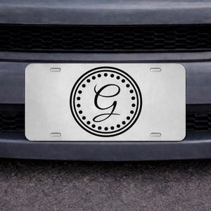 Custom Monogram License Plate, Laser Cut Mirror Car Tag, Personalized Initial Auto Plate