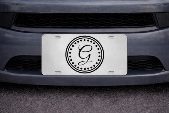Custom Monogram License Plate, Laser Cut Mirror Car Tag, Personalized Initial Auto Plate
