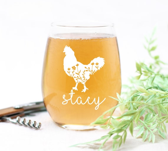 Engraved wine glass Chicken | Chicken Glass | Animal Wine Glass | Personalized | Wine Gift