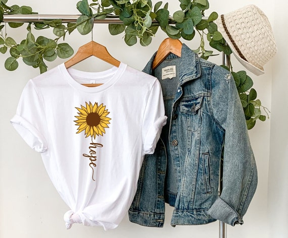 Sunflower hope Shirt | hope Shirt | Christian Shirt | Vertical Cross |  Unisex Sized | Christian T Shirt | Sunflower shirt