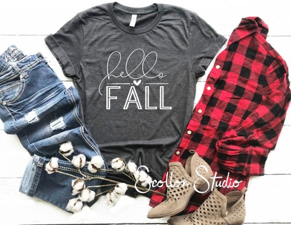 Hello Fall Shirt , Fall tshirts  , Cute fall Tee , Cute Fall Shirts , Cute Halloween Shirt , Canvas Tee , Autumn Shirt , Pumpkin Shirt