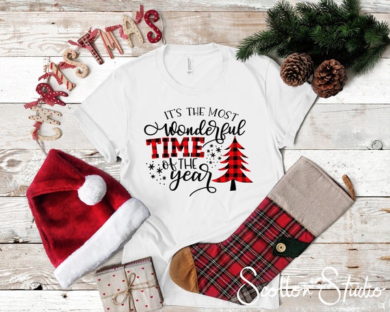 It's The Most Wonderful Time of the Year Plaid Tree Shirt , Christmas T,Shirt, Christmas Tee, Holiday Shirt, , xmas shirts